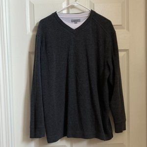 Method Men's Long Sleeve Waffle Crew Gray Layered Look T-Shirt -Large